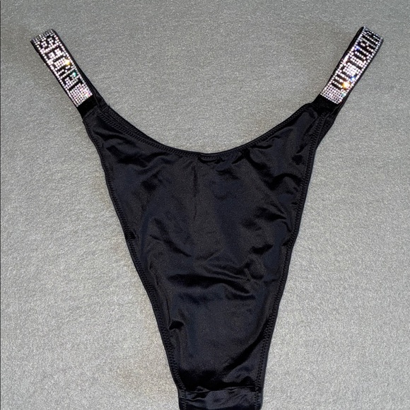 Victoria’s Secret Shine Strap Brazilian Panty VS Bling Panties Rare Black NEW - Picture 8 of 10